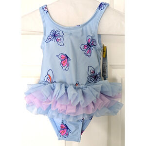Cat & Jack 1 Pc Swimsuit Blue Tutu 18 Mos Butterflies Snaps Responsible Style